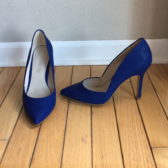 Aldo Shoes - Blue Faux-Snake Pattern Leather Aldo Heels